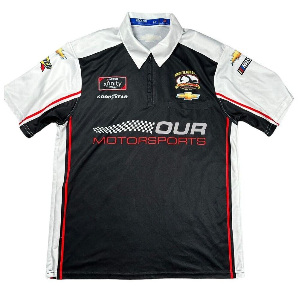 Sparco Our Motorsports NASCAR Xfinity Pit Crew Shirt L Chevy Polo Track Uniform